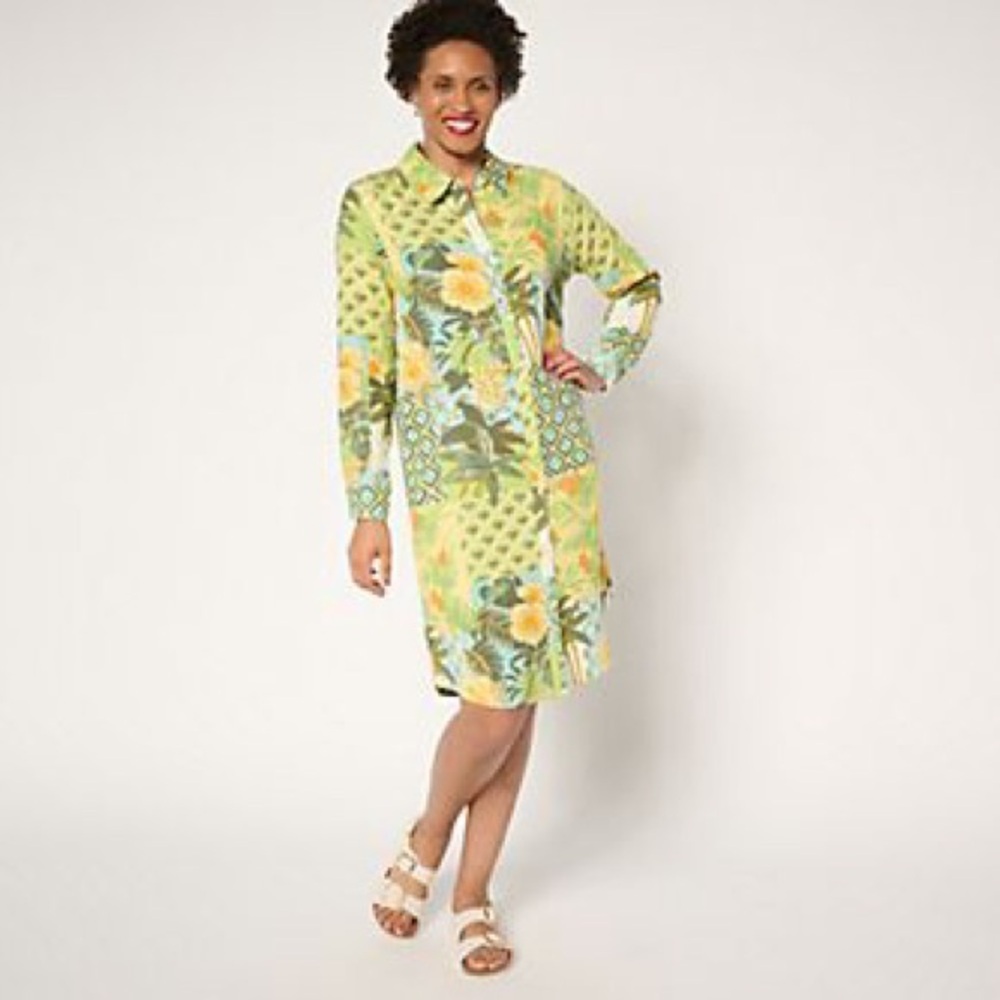 Denim & Co. Beach Regular Cotton Gauze Button Front Dress